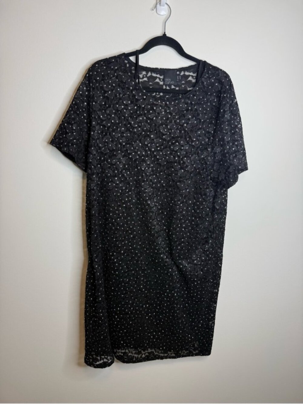 ASOS curve black sparkle dress size 20